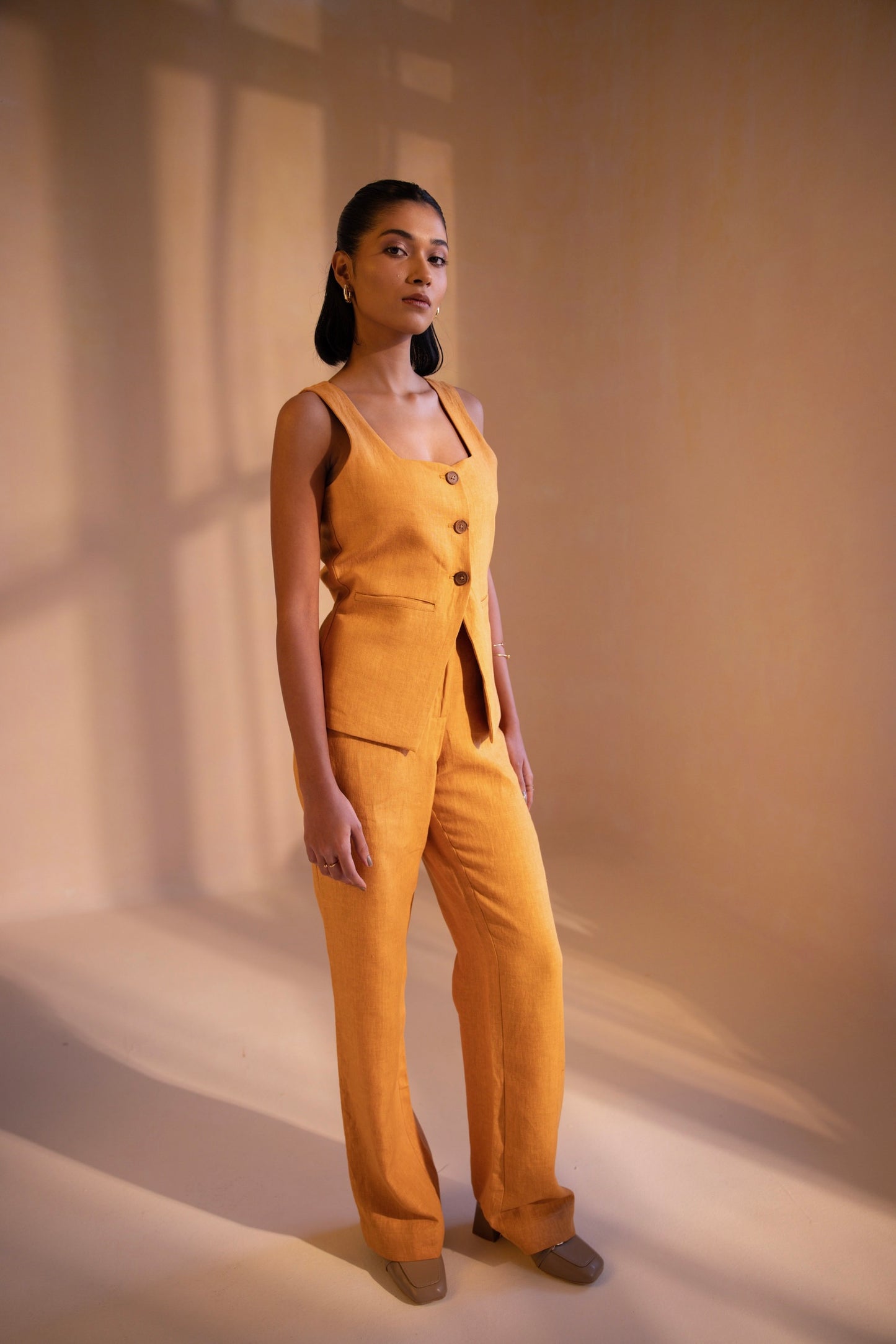 Saffron Gleam Waistcoat Co-ord Set