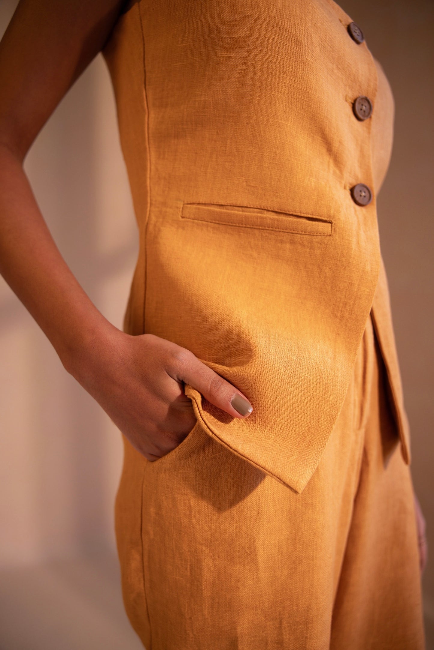 Saffron Gleam Waistcoat Co-ord Set